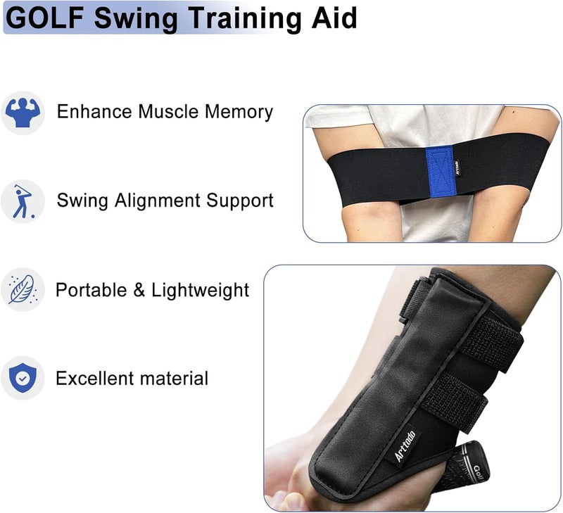Arttodo Golf Training Kit with Arm Band & Wrist Strap, Golf Swing Training Aid to Correct Wrist Angle and Develop Muscle Memory for Beginner Golfers - Image 4